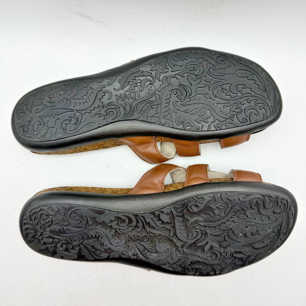 Naot Brown Leather Slide Sandals - Picture 10 of 14